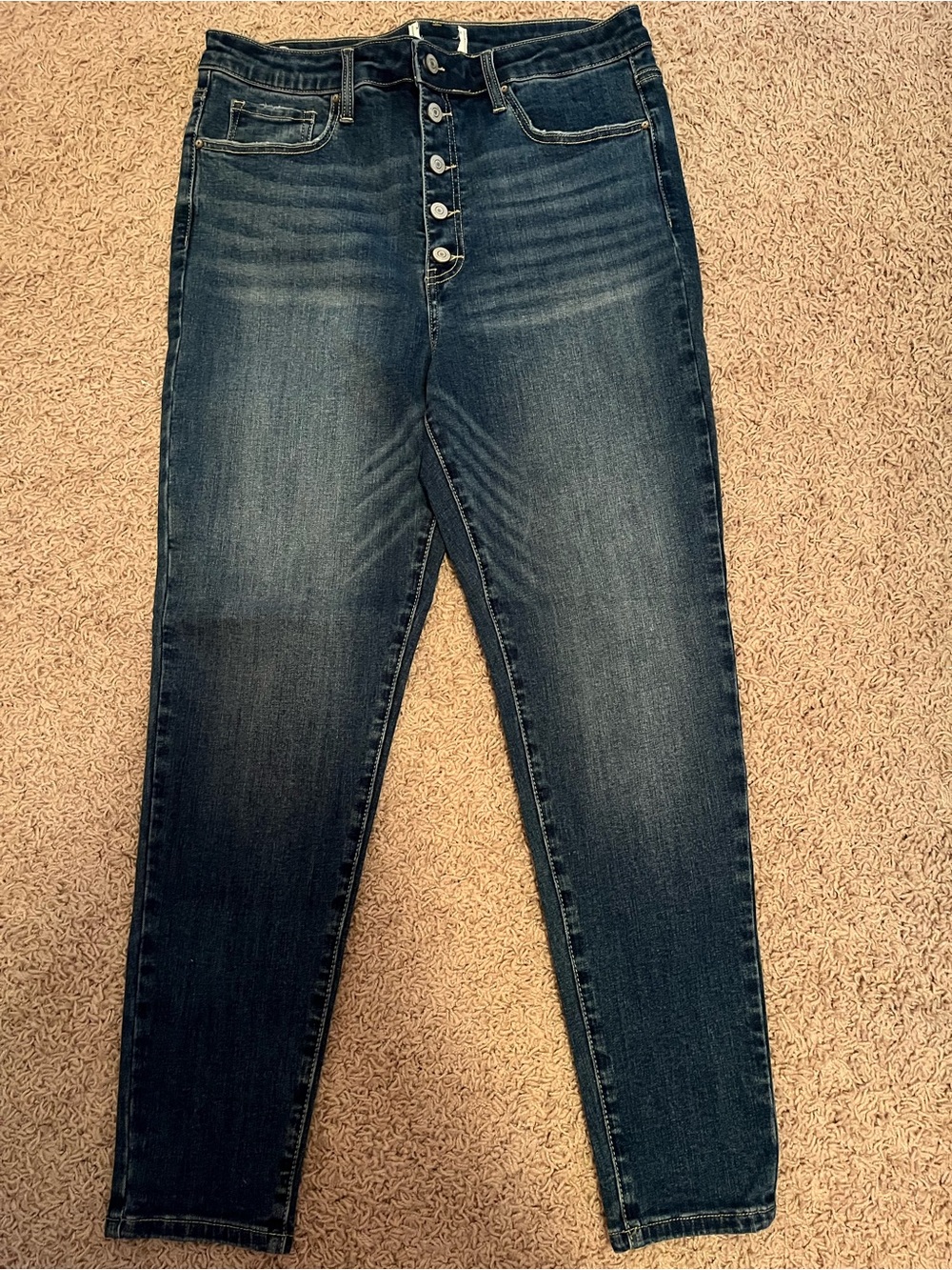Women's High-Rise Button-Fly Jeans in Dark Blue